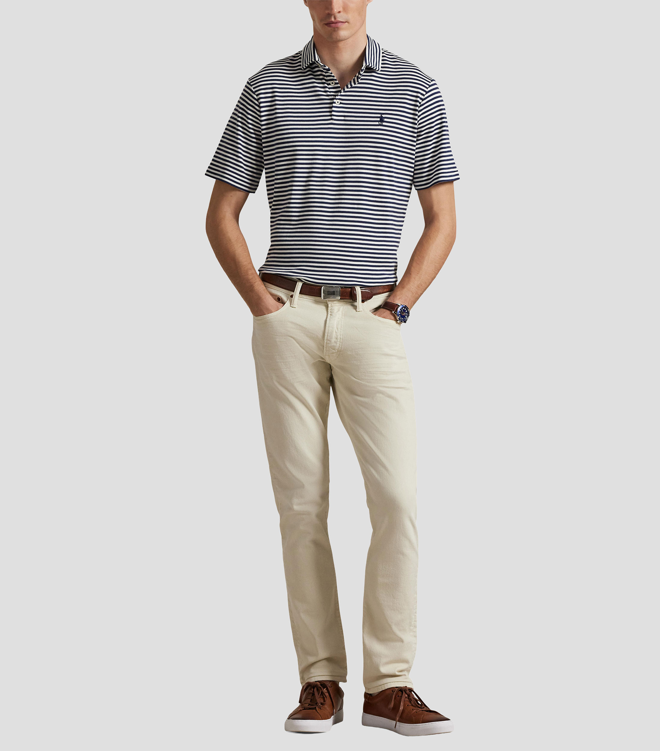 Playera tipo Polo manga corta con rayas Hombre